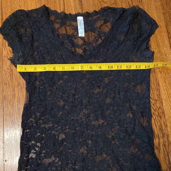 Medium Black Juniors Lace Short Sleeve Shirt - Picture 3 of 7